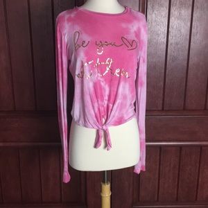 Persy tie dye long sleeve shirt and gold lettering